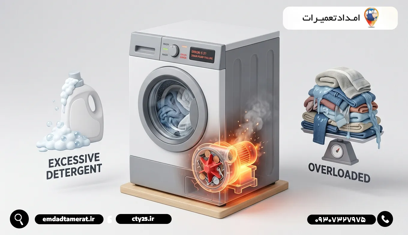 اشتباهات رایجی که باعث سوختن پمپ تخلیه لباسشویی میشود